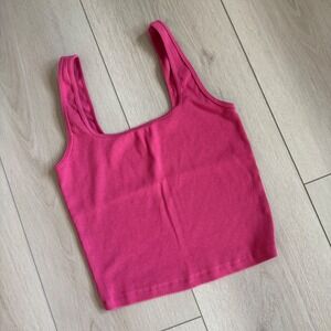 Abercrombie & Fitch A&F Essentials Hot Pink Ribbed‎ Square Neck Tank Top